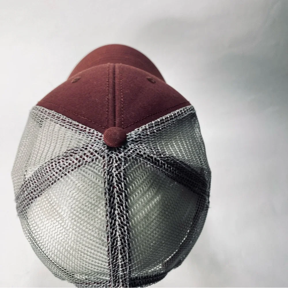Eddie Bauer Outdoor Outfitter Burgundy Billed Trucker Style Hat Snap Closure